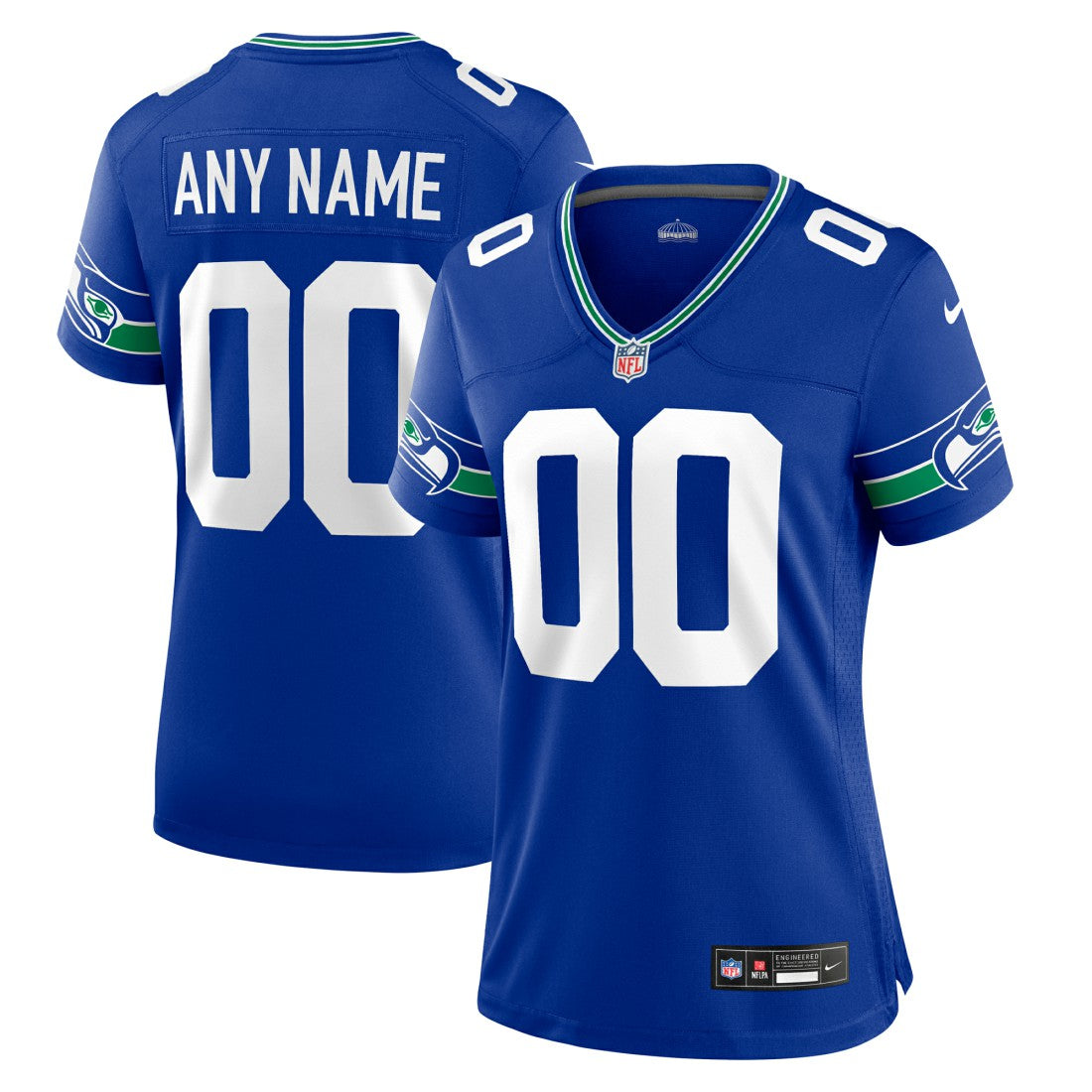 Seattle Seahawks Women's Throwback Custom Jersey Royal - Nike