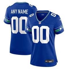 Seattle Seahawks Women's Throwback Custom Jersey Royal - Nike