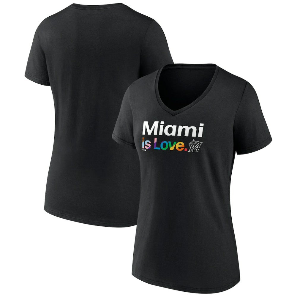 Miami Marlins Women's City Pride V-Neck T-Shirt for sale