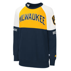 Milwaukee Brewers Starter Women's Baseline Raglan Pullover Sweatshirt Online