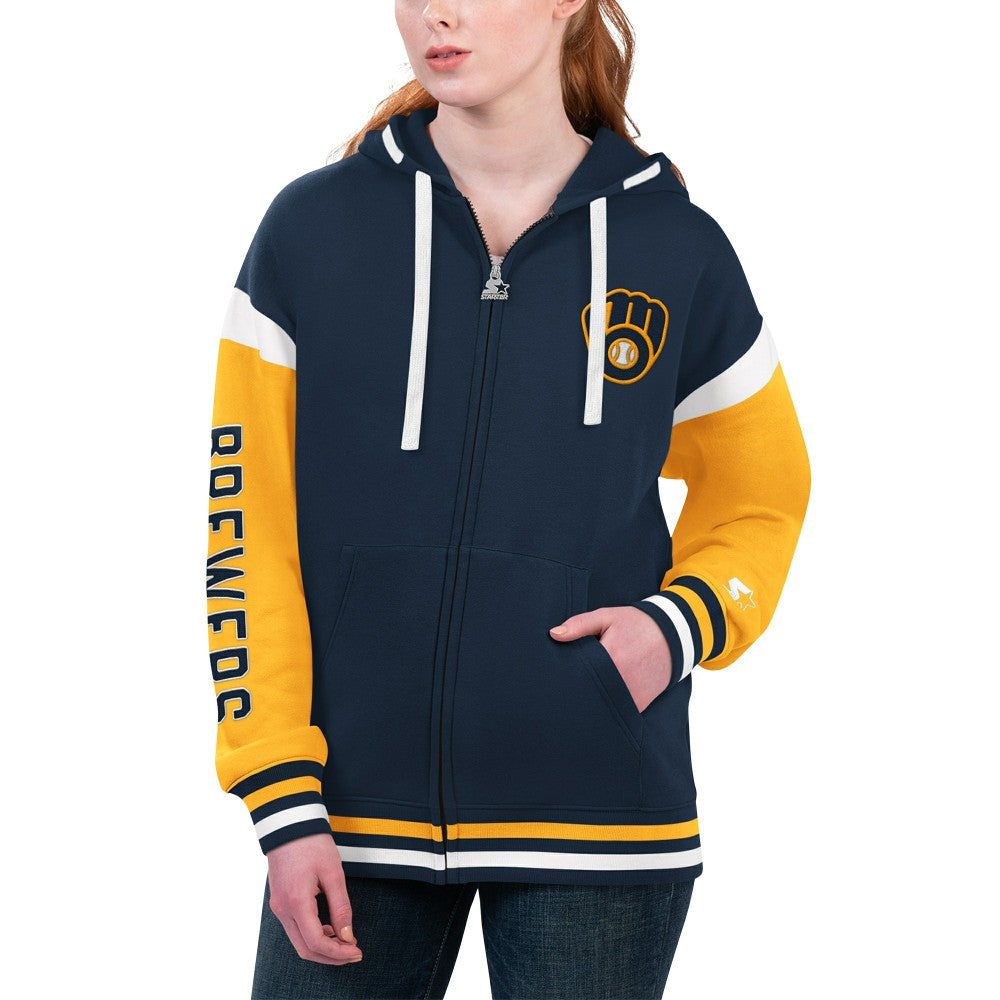 Milwaukee Brewers Starter Women's Homestretch Full-Zip Hoodie for sale