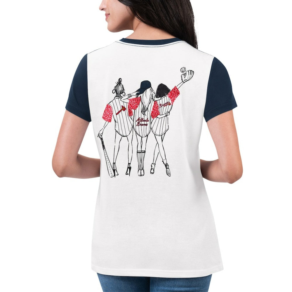 Atlanta Braves G-III 4Her by Carl Banks Women's Illustration Ringer T-Shirt Lifestyle