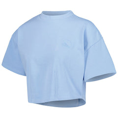 NBA - Golden State Warriors Lusso Women's Nola Faded Tonal Cropped T-Shirt - Light Blue