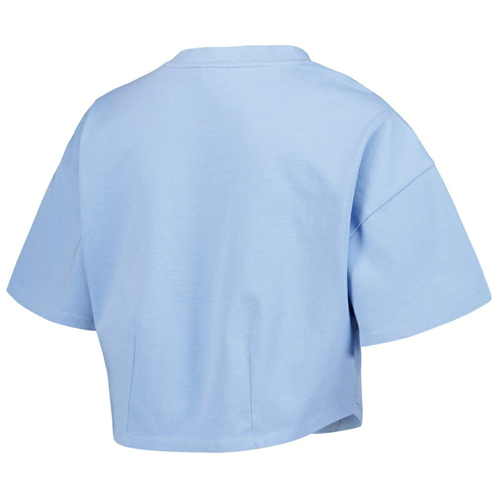 NBA - Golden State Warriors Lusso Women's Nola Faded Tonal Cropped T-Shirt - Light Blue