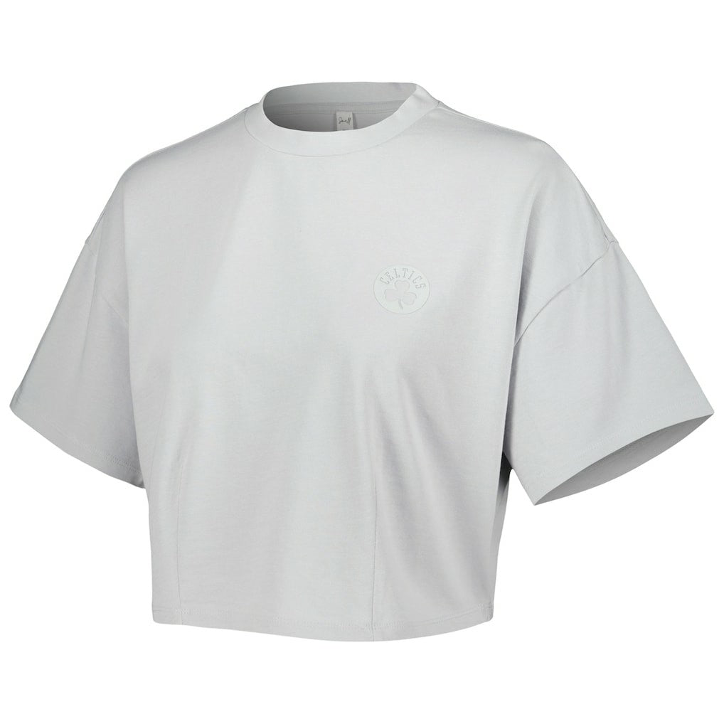 NBA - Boston Celtics Lusso Women's Nola Faded Tonal Cropped T-Shirt - Gray