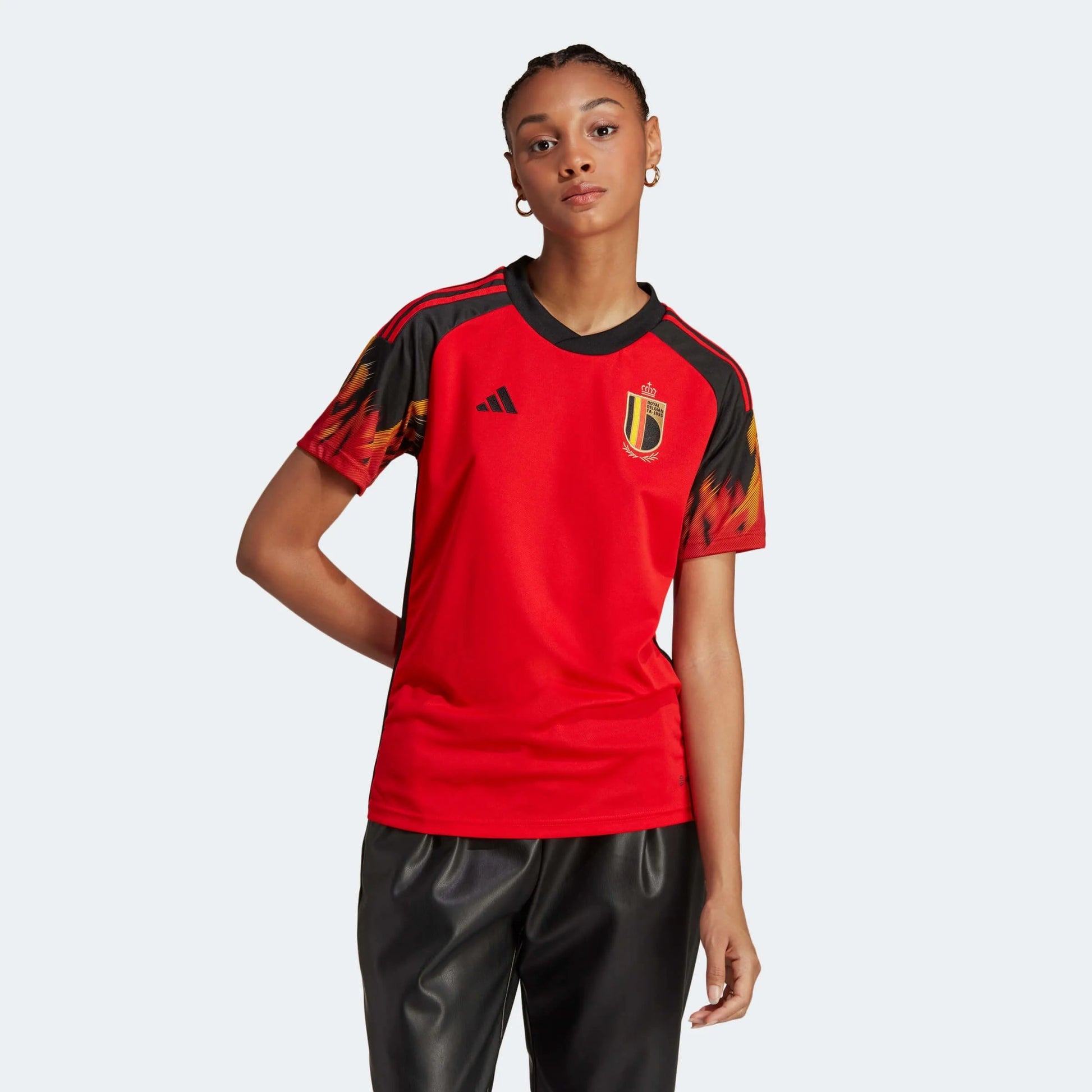 2022-23 Belgium Women's Home Soccer Jersey - Red-Black | Adidas Sale