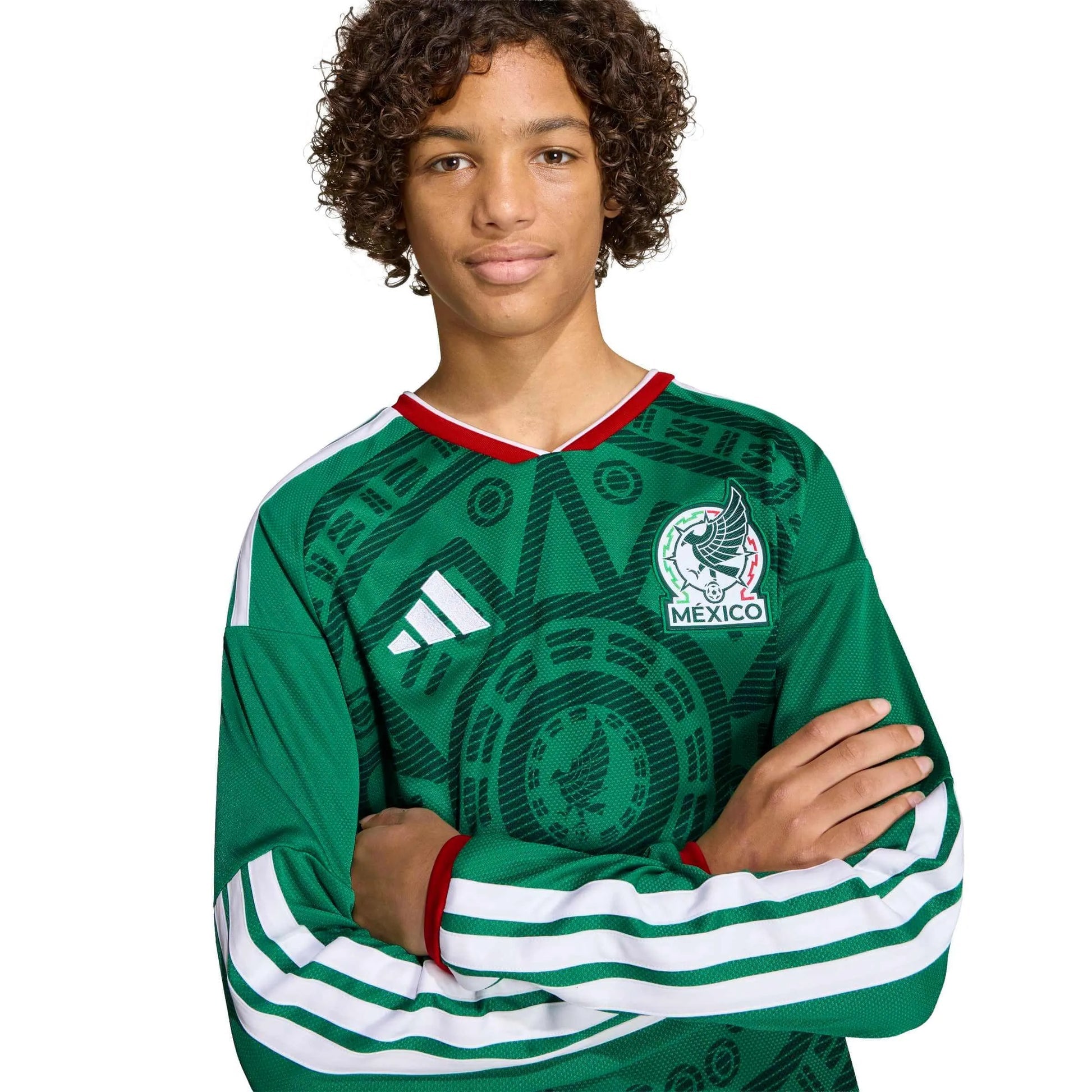 2026 Mexico Youth Stadium Home Long-Sleeve Soccer Jersey | Adidas Discount